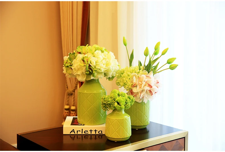 Современный желтый зеленый керамический Вазы Свадебные вазы для украшения стола цветочные вазы для украшение для дома ремесла ваза с цветами