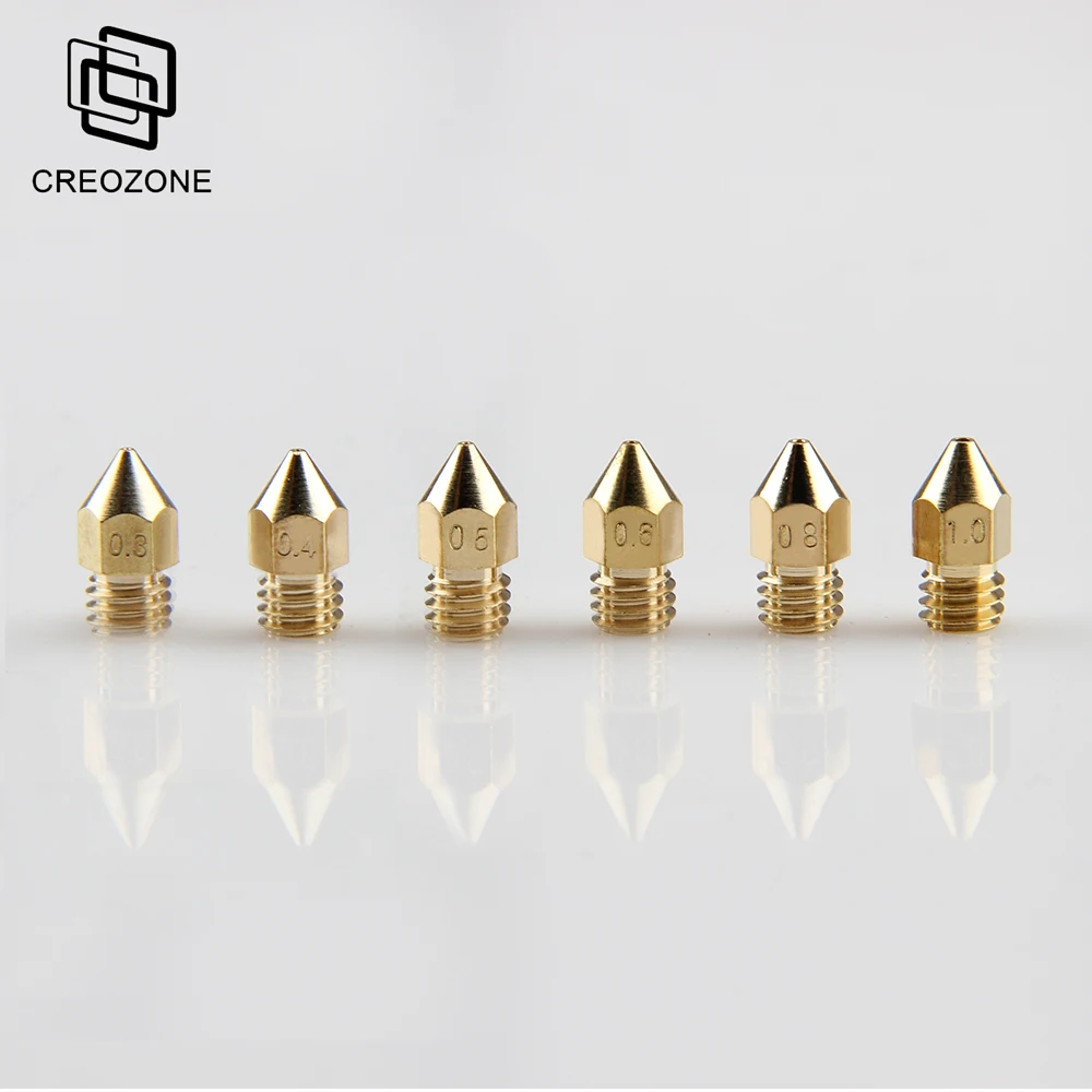 

CREOZONE 2PCS 3D Printer Parts Brass Nozzle Extruder Threaded 0.4mm 0.8mm 1mm Output for 1.75mm PLA Filament Nozzles Part