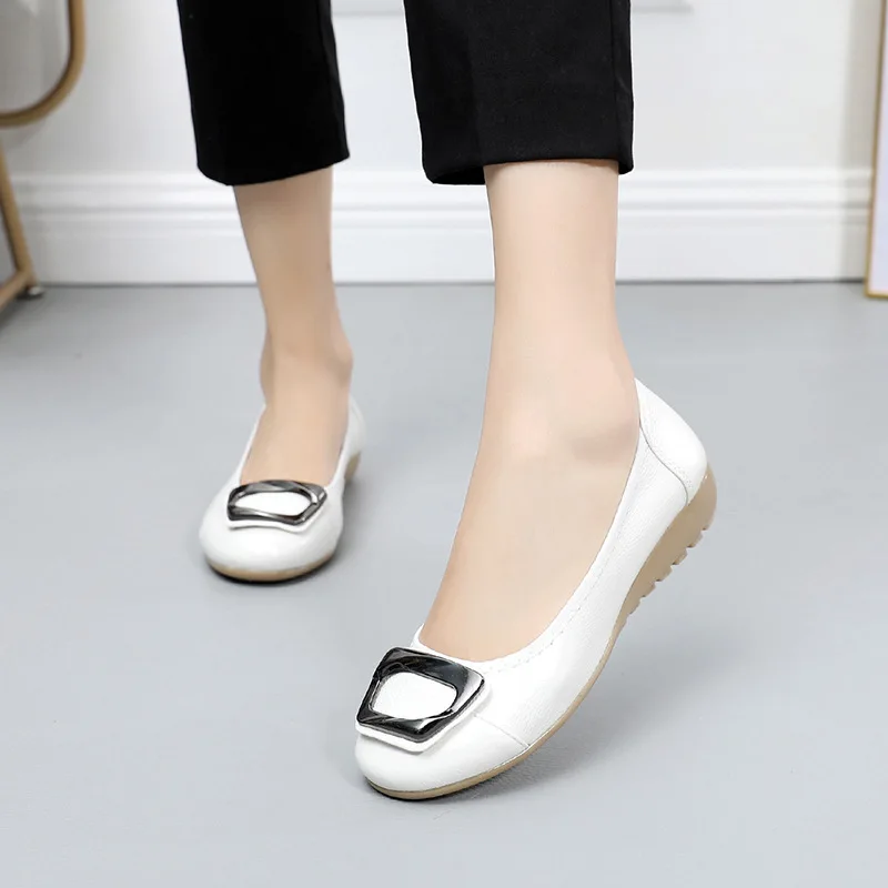 

Spring Flats Women Shoes Bowtie Loafers Patent Genuine Leather Elegant Low Heels Slip on Footwear Female Boat Shoes Basic Shoes