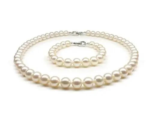

FREE SHIPPING HOT sell new Style >>>> 8-9mm 18" 7-8.5inch AAA Akoya Natural White Pearl Necklace &Bracelet