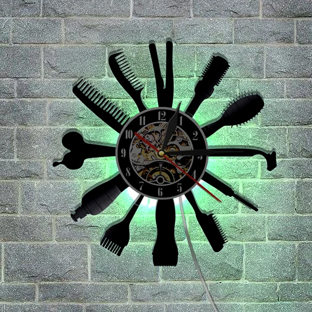 1 Stuk Kapper Kapsalon Vinyl Wandklok Met Led verlichting Moderne ... 1 Stuk Kapper Kapsalon Vinyl Wandklok Met Led verlichting Moderne ...
