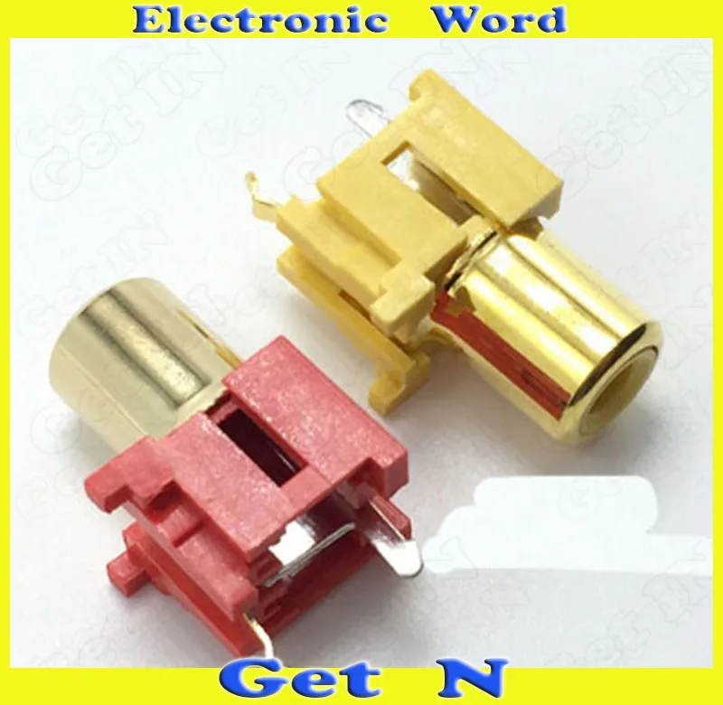 

50pcs AV4-8.4-7 Gold plating Head Copper Vertical Type 2Pins Lotus RCA Female Plug 2Pins Audio Video AV Connectors