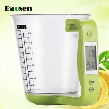 

Baosen Digital Measuring Cup Kitchen Scales Multifunctional Electronic Scale with LCD Display Temperature Measurement Cups Tools