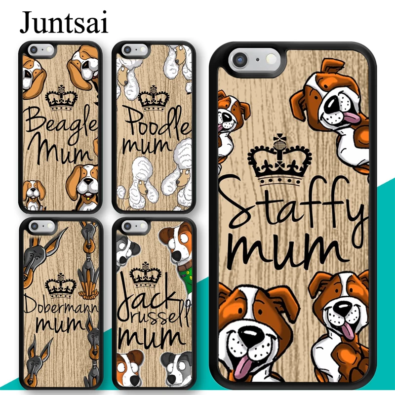 

Juntsai Staffy Beagle Poodle Rottweiler Mum Dog Phone Case For iPhone 8 7 6 6s Plus X XR XS MAX 5s SE Full Back Cover Shell