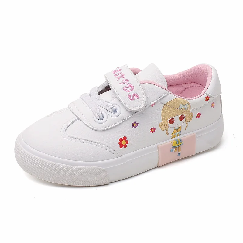Pink Shoes Детские кроссовки; сезон весна; Новинка года; милая Вулканизированная обувь с героями мультфильмов для маленьких принцесс; дышащая Белая обувь для маленьких девочек - Цвет: Pink Shoes