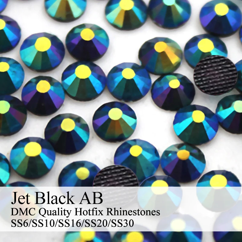 Polaris SS6 SS30 Machine Cut Jet AB Strass DMC Hotfix Rhinestones For