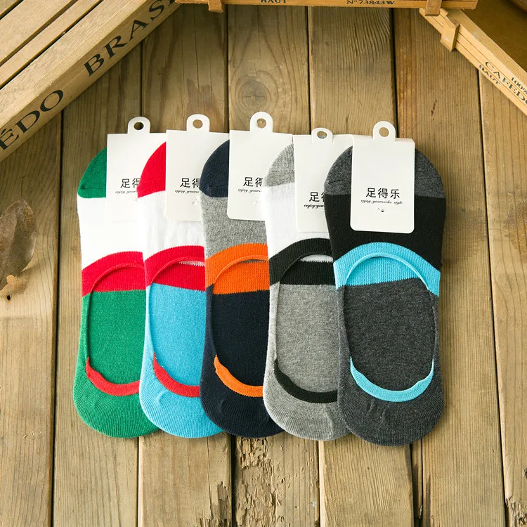10 pieces = 5 pairs of The new Korea personality article wide men socks The silicone antiskid