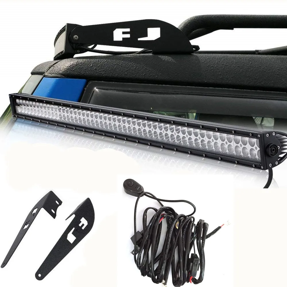 For 2007- Toyota FJ Cruiser 52" 300W LED Work Light Bar With Roof Upper Mount Brackets Free Wire Harness Kit