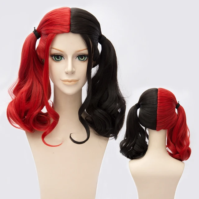 Suicide Squad Costume Harley Quinn Wig harley quinn cosplay Black and