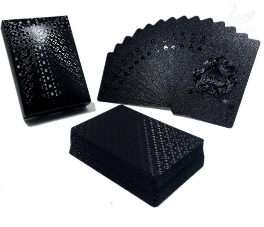 Cool Washable Black PVC Playing Cards Wear Resistant Waterproof Plastic Poker Game Deck Durable 54pcs Poker Set Board Game  (6)