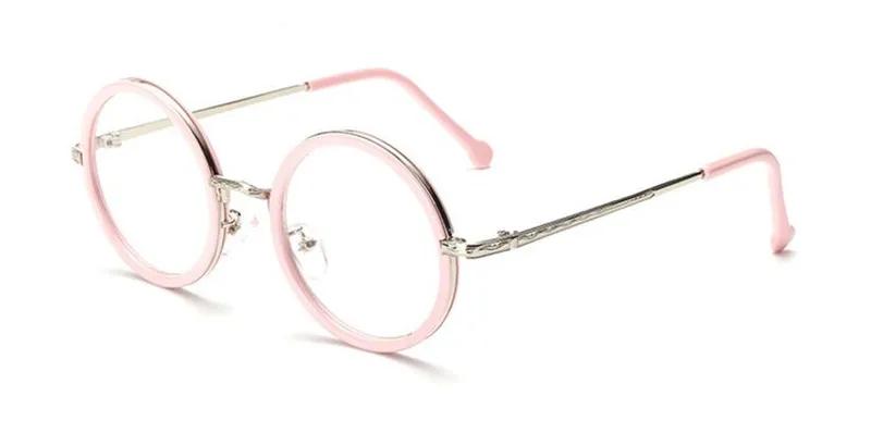 Винтажные круглые оправы для очков 48 мм, металлические очки с полной оправой, ретро очки для мужчин и женщин, очки унисекс Rx able - Цвет оправы: Pink