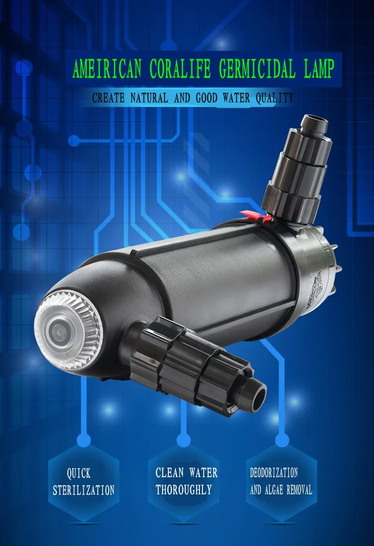 

US CORALILFE ultraviolet germicidal lamp 9W algae removal lamp Water purifying and deodorizing lamp High transmittance