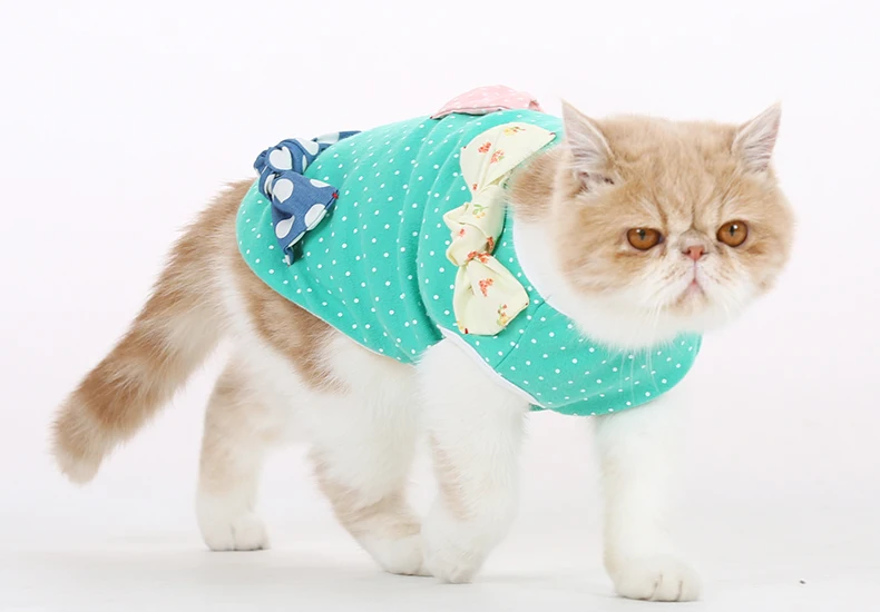 New Sleeveless Polka Dot Hood Cat Vests Waistcoat Winter Clothes