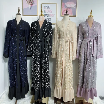 

Sequin Muslim Dress Abayas For Women Qatar UAE Abaya Kimono Kaftan Dubai Turkish Islamic Clothing Robe Arabe Femme Musulmane
