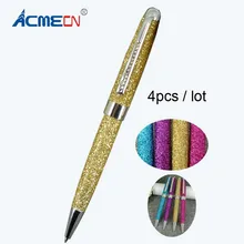 ACMECN 4 шт/лот Модный Блестящий шар ручка MB стиль PU шариковая ручка из кожи для женских подарков на день ювелирные изделия хрустальные ручки с украшениями
