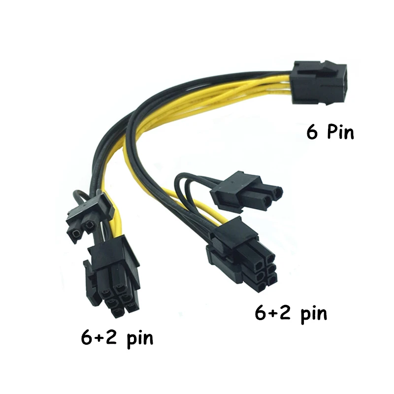 Graphics Video Card Cable CPU 6Pin to 8Pin 6+2Pin Dual PCI E PCIe Power
