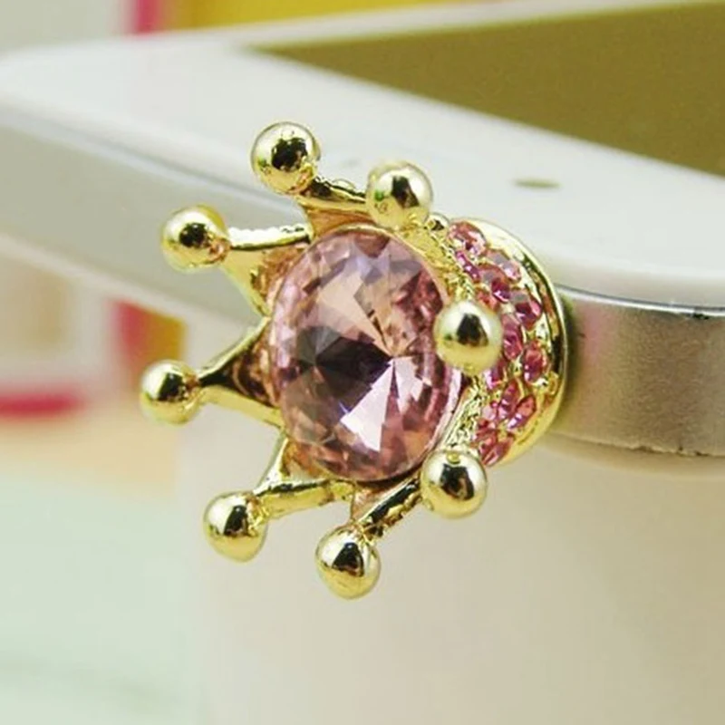 

3.5mm Earphone Jack Dust Plug Rhinestones Crown Anti-dust Plug for Most Mobile Phone