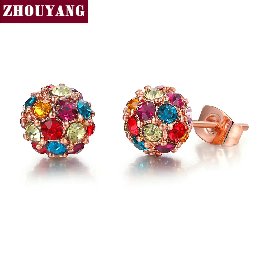 

Top Quality Lucky Ball Crystal Rose Gold Color Fashion Earring Jewelry Made with Austrian Crystal ZYE380 ZYE381 ZYE382