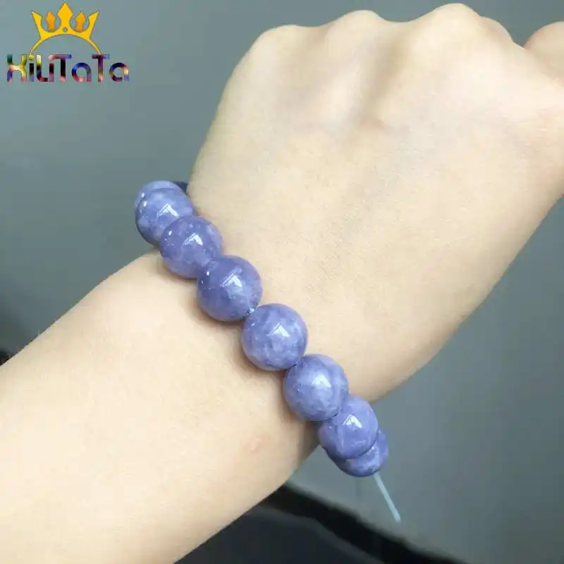 Natural Gemstone Round Blue Angelite Stone Loose Beads For Jewelry Strand 15 - Foto 5