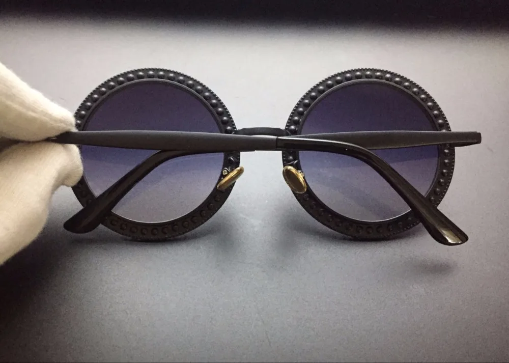 RBRARE Luxury Brand Sunglasses Women Crystal With Diamond Metal Frame Retro Gradient Sun Glasses Female Round Sunglasses