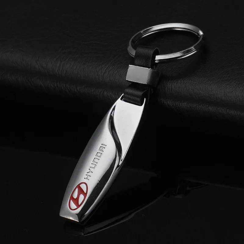 

Metal keychain Car Logo Key chain Leather Keychains Water drop shape key holder keychains for Hyundai