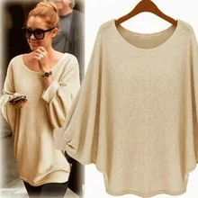 Women Oversized Batwing Knitted Pullover Loose Tops Autumn winter Female Loose pullover Femme Tops