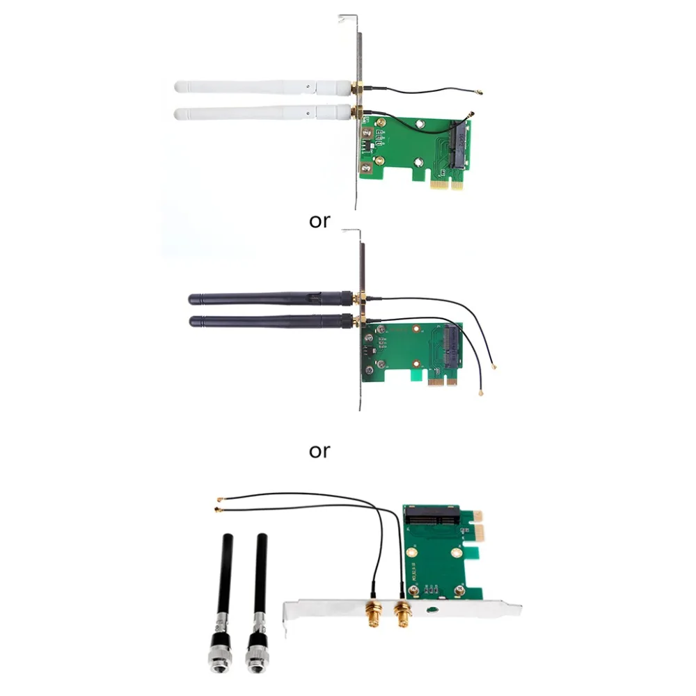 Беспроводная Wi-Fi сетевая карта Mini PCI-E для PCI-E 1X переходник Настольный + 2 антенны