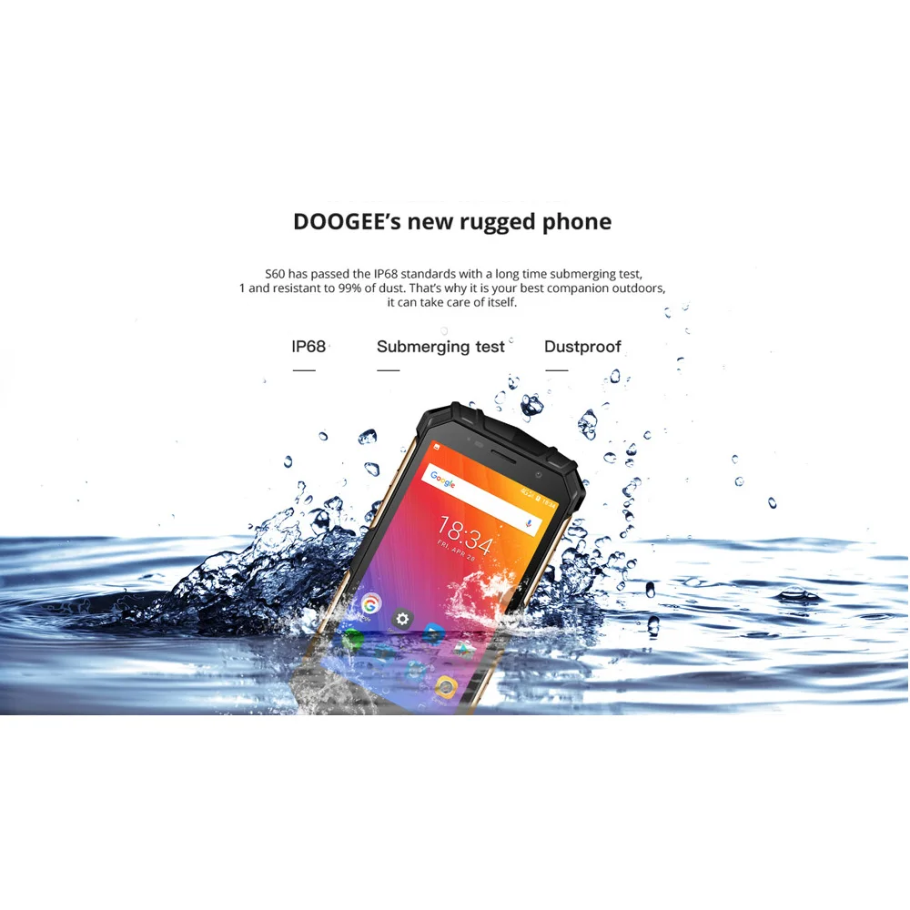 IP68 DOOGEE S60 Helio P25 Восьмиядерный 6 ГБ 64 Гб Смартфон 5,2 дюймов FHD 5580 мАч водонепроницаемый МП мобильный телефон