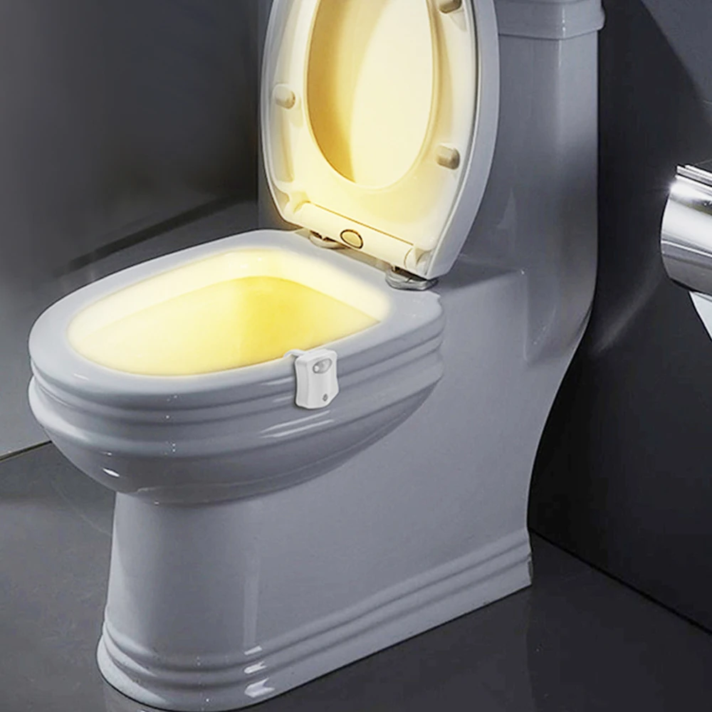 

8 Colors LED Toilet Seat Light PIR Motion Sensor Cordless AAA Battery Operated Smart Lamp For Toilet Bowl WC Night Lighting
