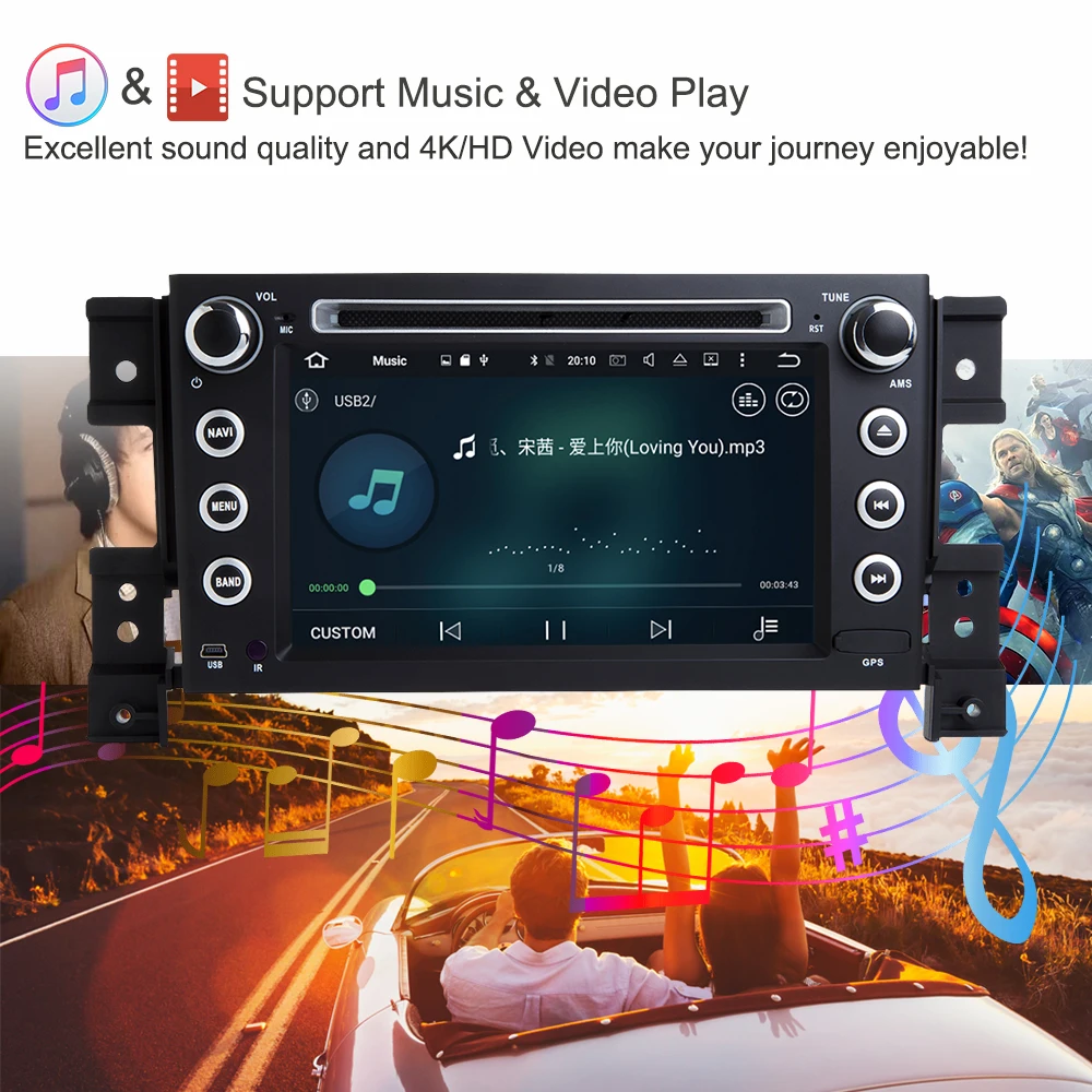 Perfect Support Apple Carplay Android9.0 Car DVD GPS Multimedia Player For Suzuki Grand Vita 2005-2010 Auto radio Navigation Stereo 2