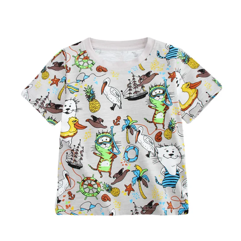 Tees tops new short sleeve boy T shirt kids Cartoon T-shirt printed some cats summer clothes top quality boys girls t shirt 2-7T цена Tees tops new short sleeve boy T shirt kids Cartoon T-shirt printed some cats summer clothes top quality boys girls t shirt 2-7T цены онлайн