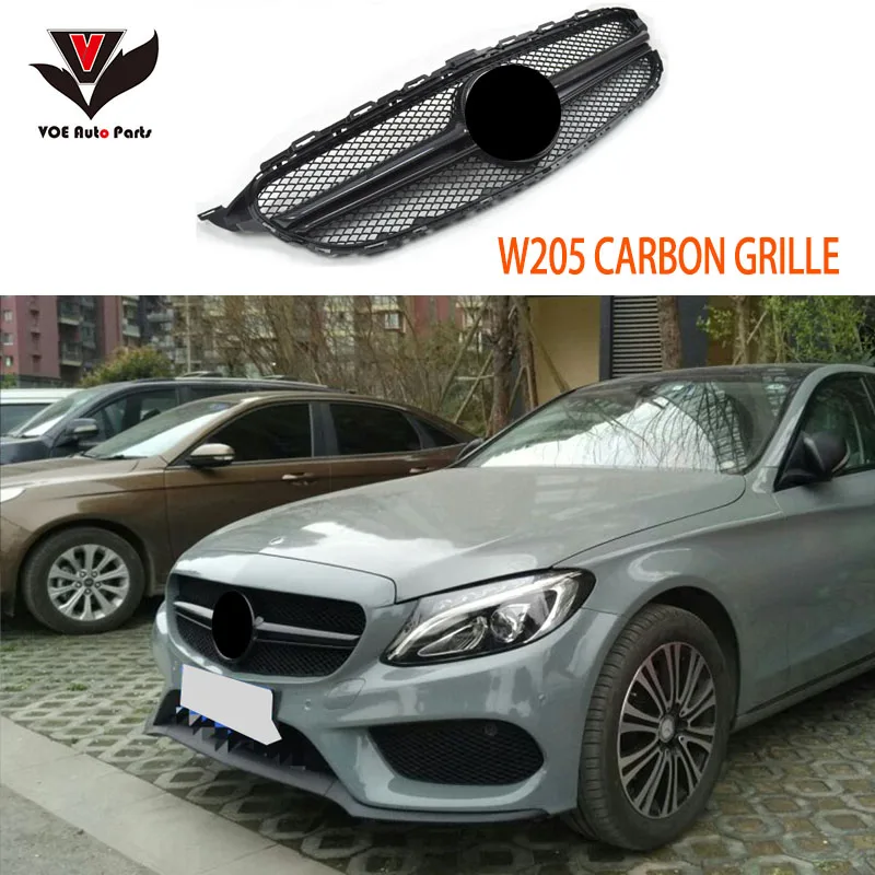 W205 углеродное волокно AMG СТИЛЬ передняя сетка гонки гриль решетка для Mercedes Benz