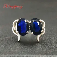 18 K Белый Золотой с натуральными сапфировыми шипами серьги синий цвет огня ювелирные изделия