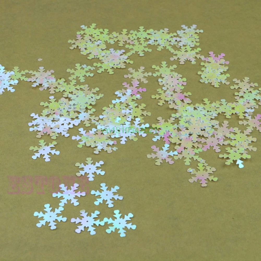 100pcs Christmas Snowflake Iridescent Frozen Snowflake Confetti Sequins Card Scrapbooking 100pcs Christmas Snowflake Iridescent Frozen Snowflake Confetti Sequins Card Scrapbooking