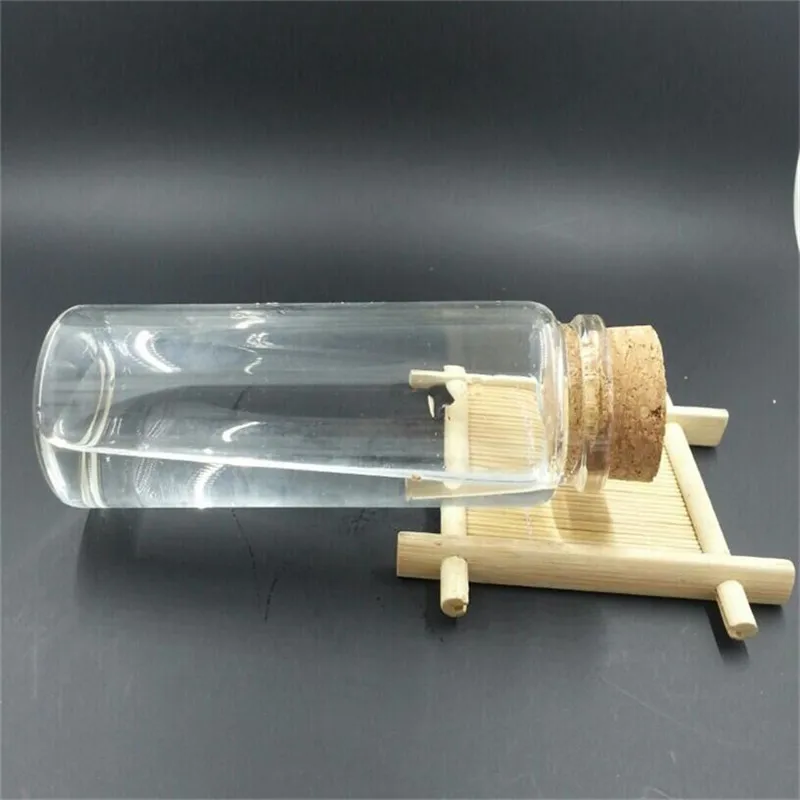 150ml Glass Bottles With Cork Clear Transparent Glass Jars Empty Wishing Bottles Wood Stopper