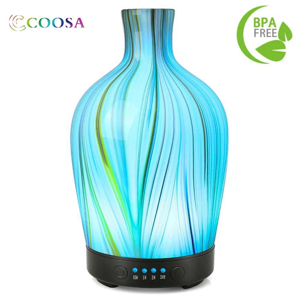 Online COOSA de aromaterapia de vidrio ultrasónico difusor del aceite esencial de 7 colores lámpara difusor humidificador fresco de la niebla de la Oficina para el hogar Yoga Spa