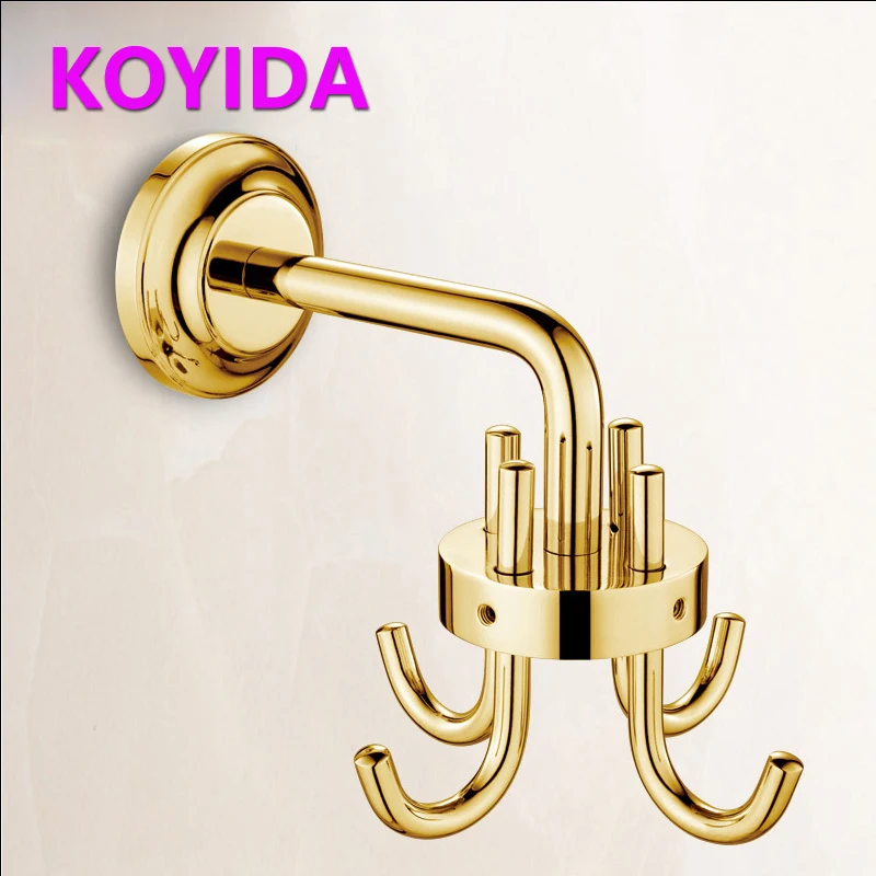 KOYIDA New Robe Hook With 4 Hooks Wall Mount Modern Coat Hooks Bathroom