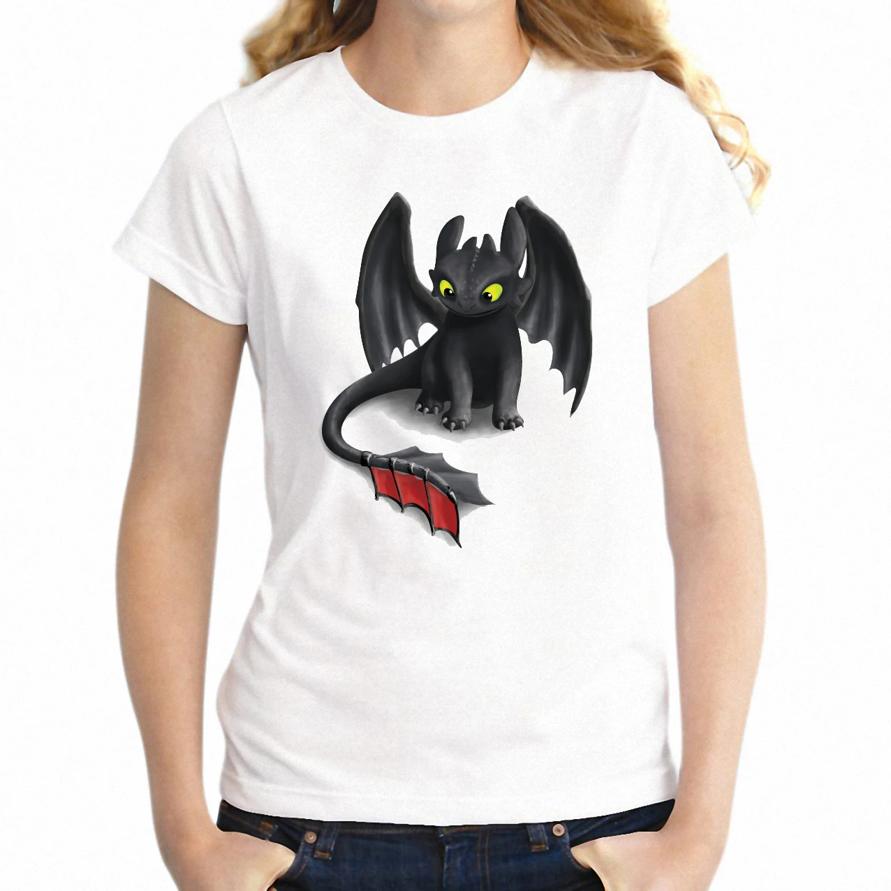 

Brand T Shirt Women's Anime Toothless Funny TShirts The Night Fury Dragon Awesome Camiseta Mujer Girl's Tops Tee Shirt Femme