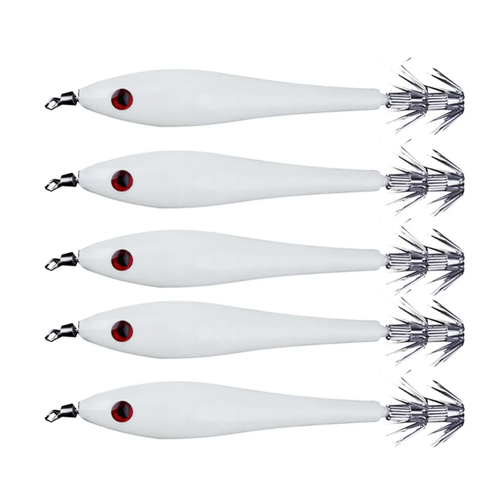 5pcs Luminous Squid Lure 9cm 6g Fishing Lures Durable Plastic Glow in