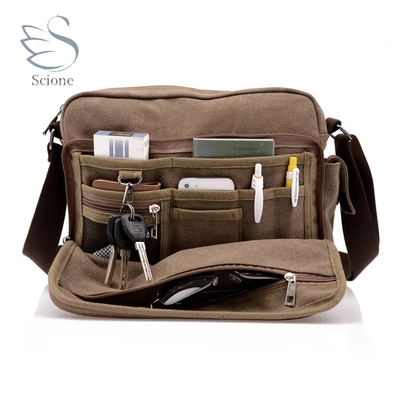 Scione قماش متعددة الوظائف رسول حقيبة كتف الصلبة حقائب حقيبة بطاقة جيب للرجال النساء مكتب في الهواء الطلق السفر حقيبة Scione قماش متعددة الوظائف رسول حقيبة كتف الصلبة حقائب حقيبة بطاقة جيب للرجال النساء مكتب في الهواء الطلق السفر حقيبة