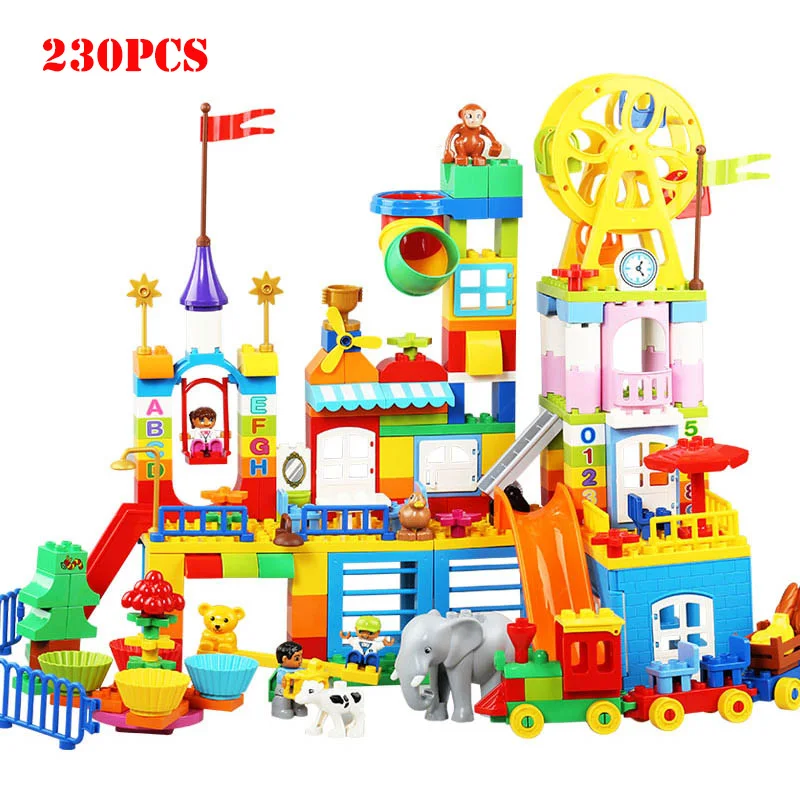 230 шт. большая игровая площадка зоопарк с фигурки животных строительные блоки