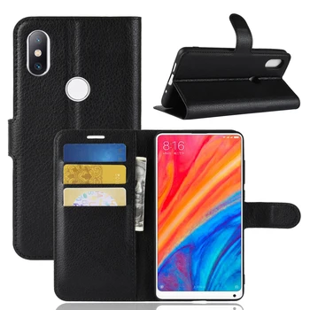 

10pcs/lot Litchi Pattern Flip Magnetic PU Leather Wallet Stand Phone Case For Xiaomi Mi Mix 2s Mix2s Lychee grain Cover