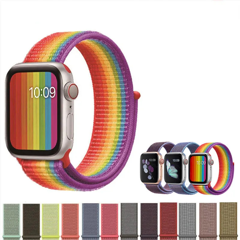 Цветной спортивный нейлоновый ремешок для часов Apple Watch серии iWatch 4 3 2 1 сменные