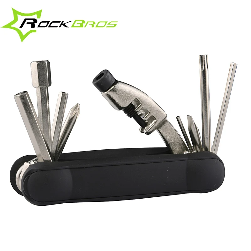 ROCKBROS 12 в 1 многофункциональные Mtb велосипедные Инструменты для ремонта велосипеда спицы цепь для ключа устройство для извлечения заклепок Набор инструментов Набор Аксессуаров - Цвет: Черный