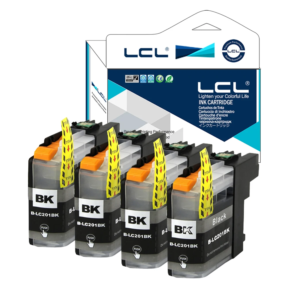 LCL LC203XL LC201XL LC203 LC201 LC203BK LC201BK (4-pack) Черный чернильный картридж совместимый для Brother