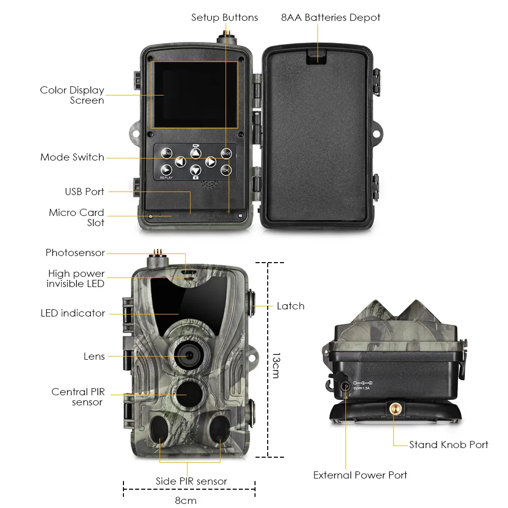 Hc-801lte IP66 водонепроницаемая охотничья камера 4G 64GB 16MP HD 1080P PIR датчики ночного видения Дикая Охота камера s