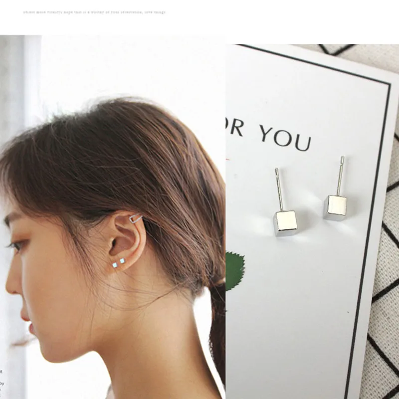 

2017 new fashion black gold silver temperament wild box Earrings For Women gifts jewelry Stud Earrings Fashion Jewellery China