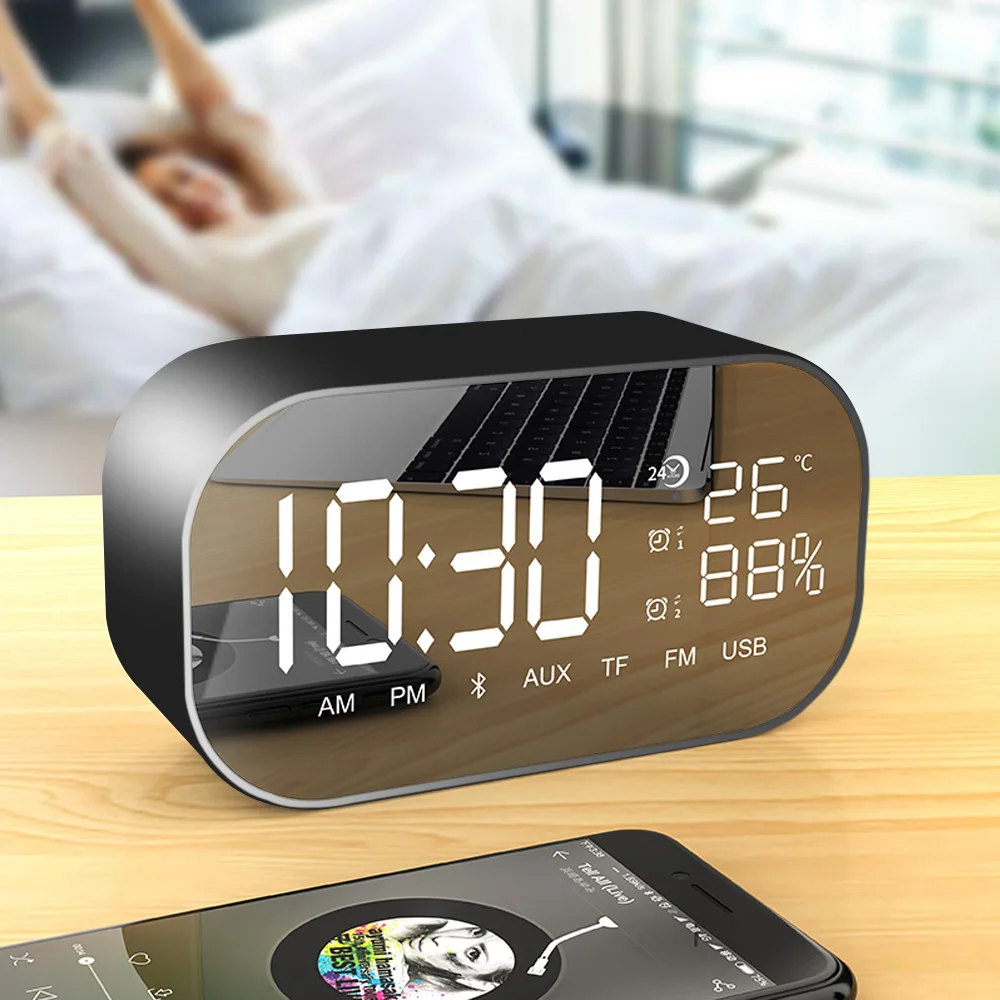 

Portable Bluetooth Speakers with FM Radio for Phone Mini Speakers Waterproof Built-in Mic LCD Display Support TF Card