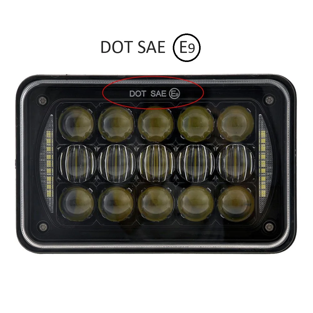 4X6 Inch Car Led Headlight Square Light White Halo DRL Sealed Highlow Beam Replacement For Ford Trucks Offrord