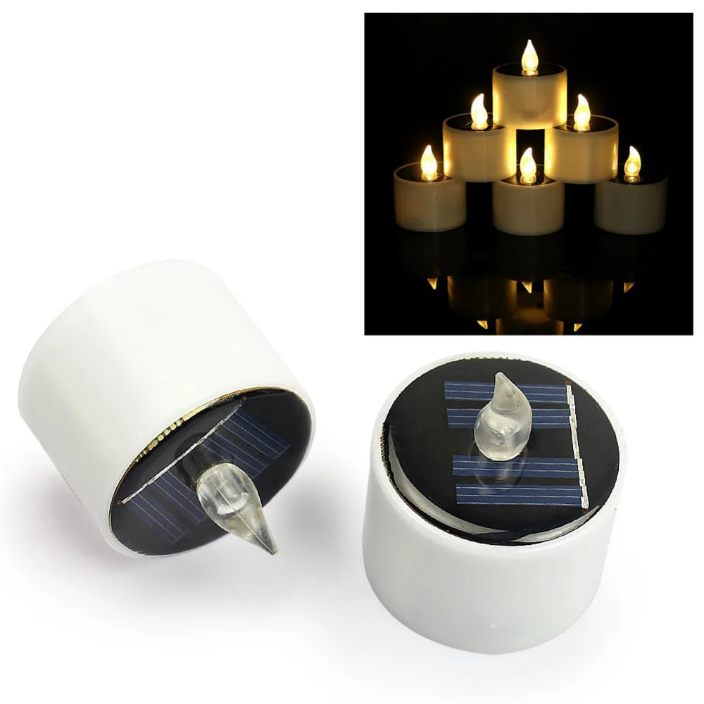 

Solar Power LED Candle Lights Tea Lamp Candles Home Decoartion and Lighting Christmas Halloween Wedding Decor Night Light Gifts
